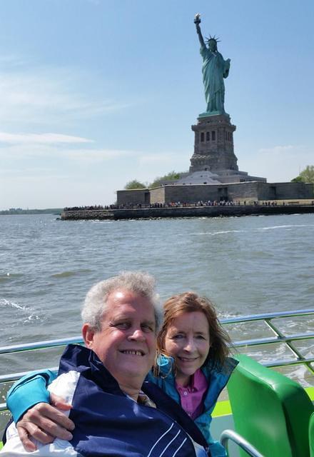 Steve and Rosa on Beast boat ride to Statue of Liberty